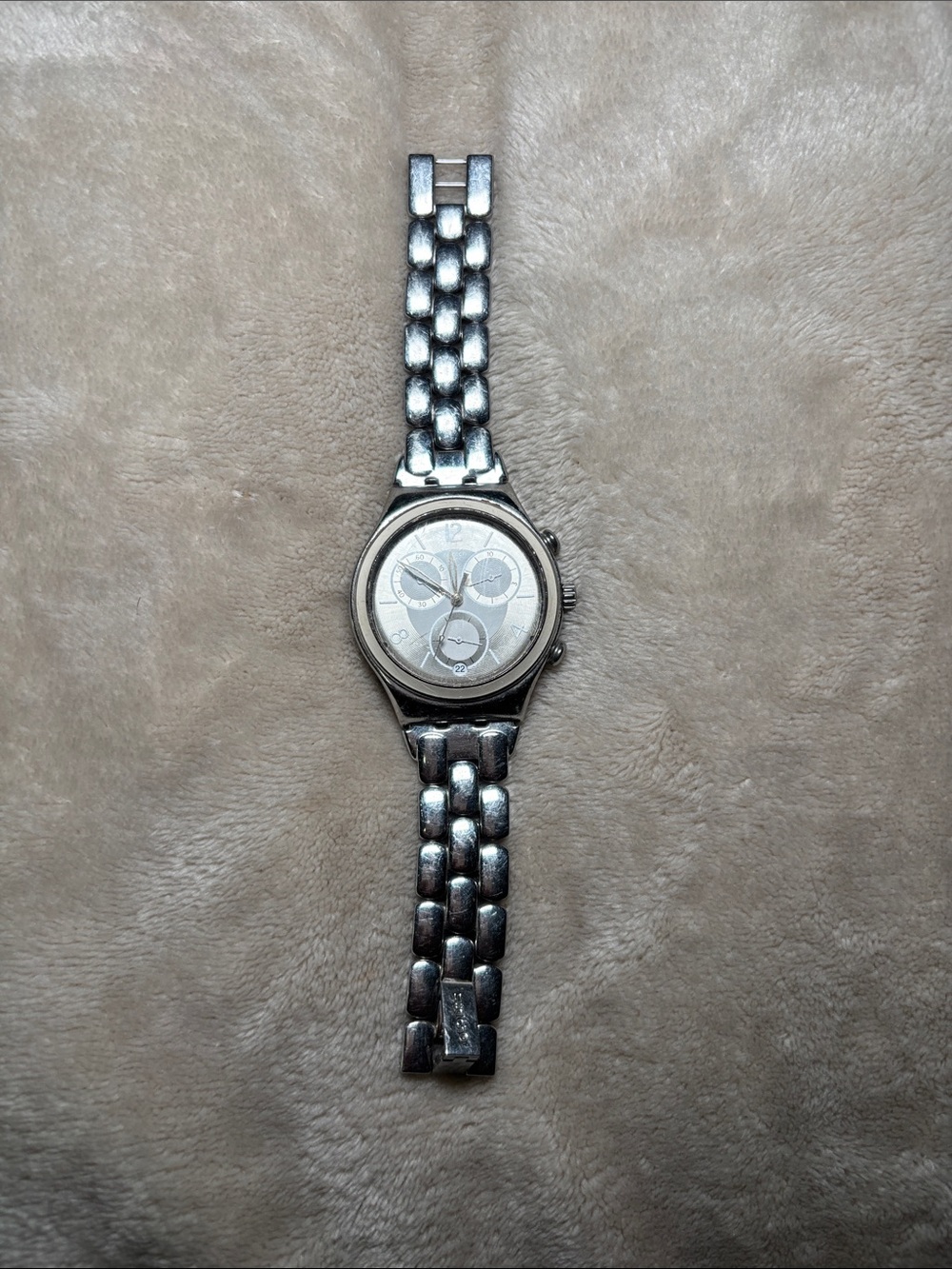 Swatch Men's Silver Stainless Steel Link Chronograph Watch - Picture 1 of 2